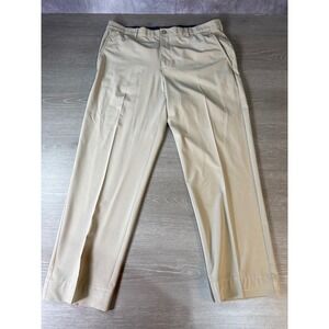 IZOD Golf Mens Khaki Flat Front Stretch Performance Pants 38x32 Made in Egypt